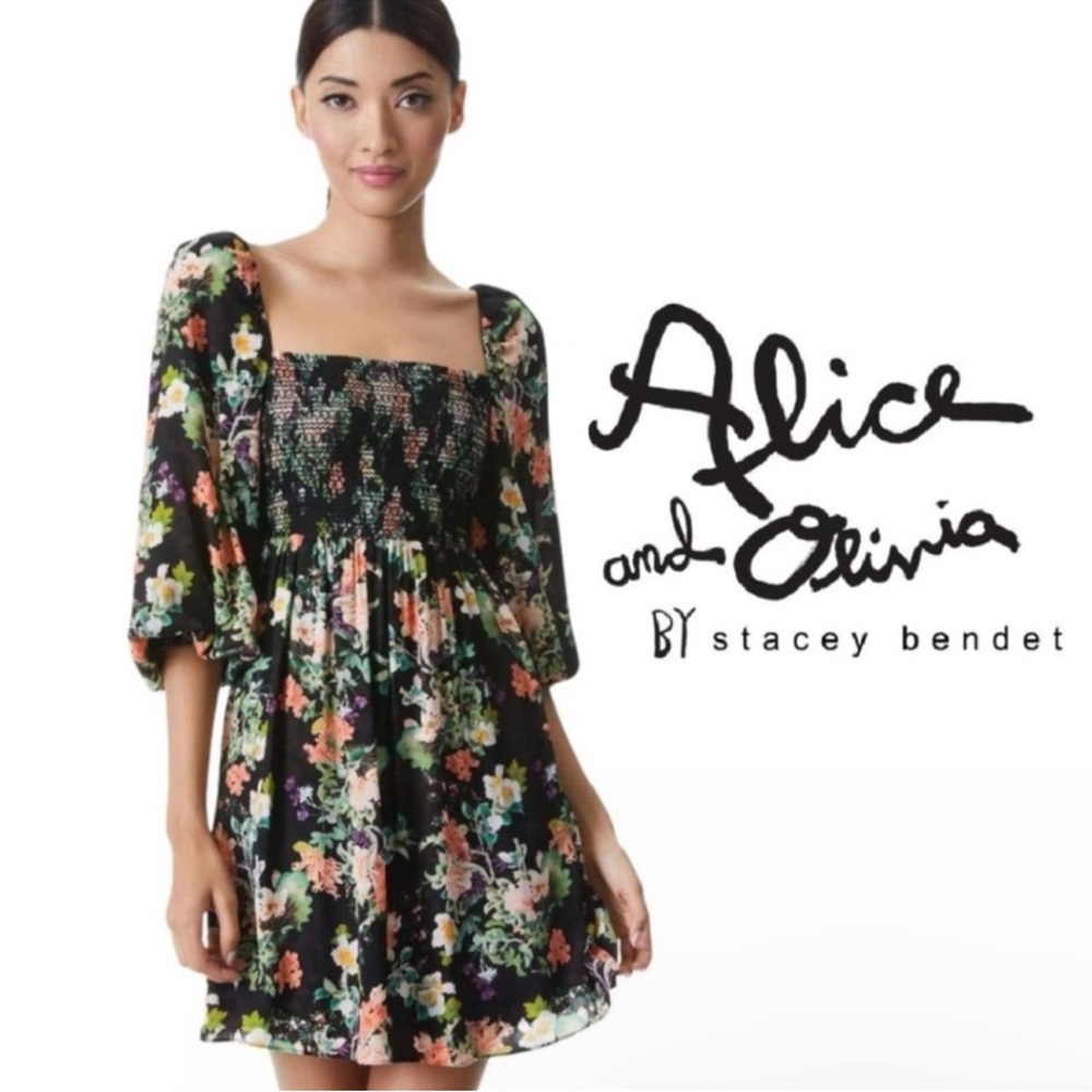 Floral Print Puff Sleeve Dress